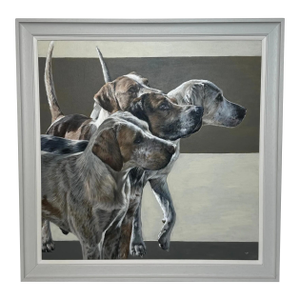 British Hunting Large Farmed Oil Painting Title "Berkeley Goblin” Pack of Foxhounds, Berkeley Hunt by Vicky Palmer