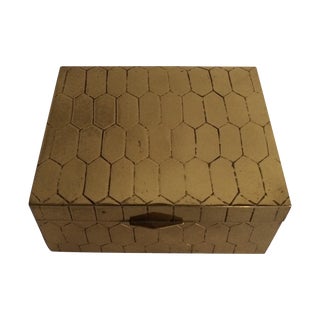 Honeycomb Pattern Brass Box For Sale