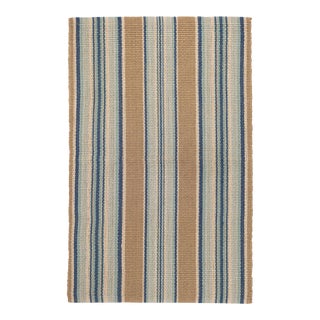 Dash & Albert by Annie Selke Blue Heron Stripe Woven Cotton Rug, 7' 6" x 9' 6" For Sale