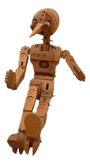 Ferdinand Codognotto, Technological Pinocchio, Wooden Sculpture, 2007/2008