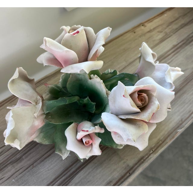 Mid 20th Century Capodimonte Matte Basket of Roses Centerpiece For Sale In Houston - Image 6 of 12