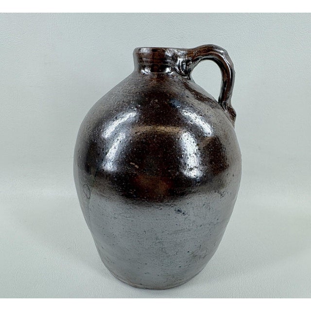 Antique 19th Century Georgia Stoneware Jug Alkaline Glazed Crawford County Pottery For Sale - Image 4 of 7