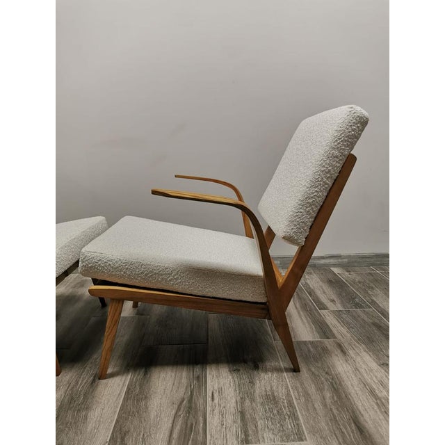 Textile Set of Mid- Century Wool Boucle Armchairs For Sale - Image 7 of 16