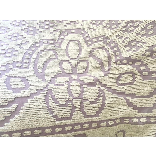 Queen Chenille Embroidered Fringed Fleur-De-Lis Bedspread For Sale In Pittsburgh - Image 6 of 10