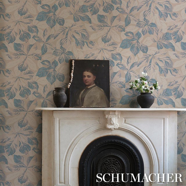 2020s SAMPLE - Schumacher Arboreal Handprint Wallpaper In Blue For Sale - Image 5 of 5