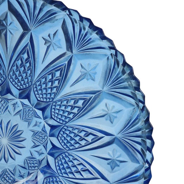 Blue Vintage French Fruit Bowl in Blue Pressed Glass, 1960s For Sale - Image 8 of 15