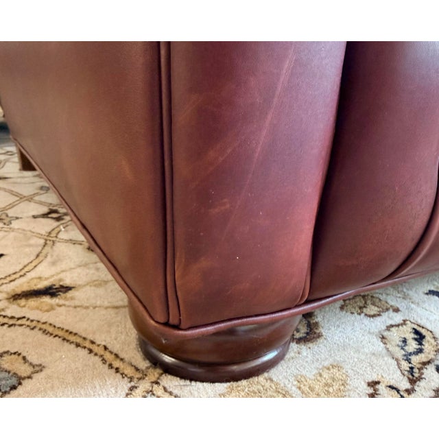 Burgundy Leathercraft Burgundy Tufted Leather Chesterfield Sofa Loveseat For Sale - Image 8 of 9