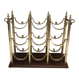 1940s Neoclassical brass bottle rack in the style of Maison Jansen For Sale