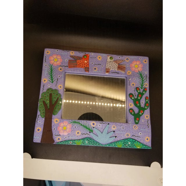 Vintage Highly Decorative Wooden Mirror with Mexican Work