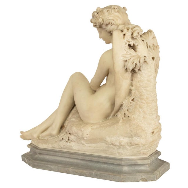 Antique Large Italian Grand Tour Carrara Marble Carved Statue Sculpture "Psyche" by Oreste Ferrari, 1880 For Sale - Image 10 of 13