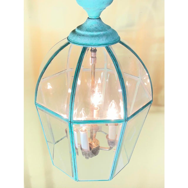 Vintage Hexagonal Solid Brass Hanging Lantern / Dome Pendant Light For Sale - Image 17 of 17