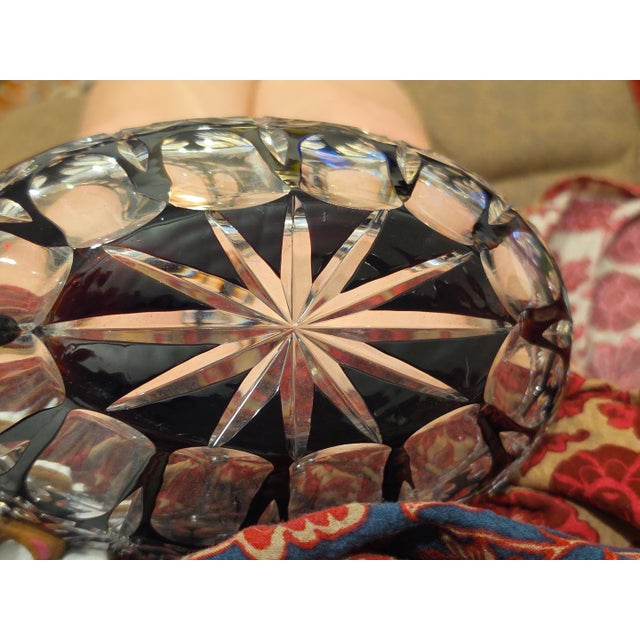 Red 1980s Nachtmann Bleikristall (Germany), Ruby Cut-to-Clear Crystal Basket For Sale - Image 8 of 8