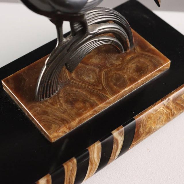 Stone Art Deco Marble Table Clock For Sale - Image 7 of 14