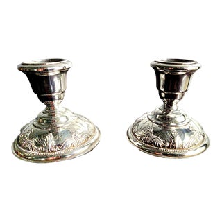 Wallace Vintage Pair of Fine Sterling Silver Candle Holders (2) For Sale