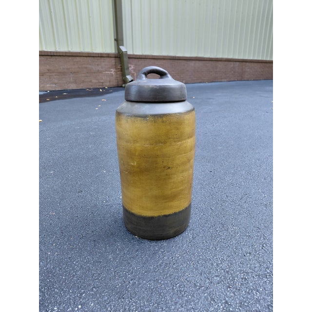 Rustic Set of Three Rustic Handcrafted Lidded Stoneware Storage Jars For Sale - Image 3 of 7