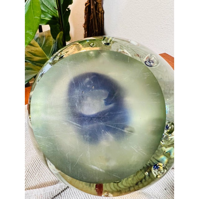 Murano Vintage 1970s Murano Style Bubble Glass Orb Decorative Paperweight For Sale - Image 4 of 10