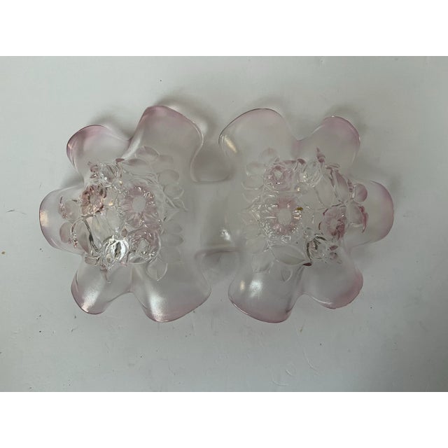Mikasa Rosella Pink Frosted Glass Divided Dish, Romantic Floral Vanity or Entertaining Tray For Sale In Indianapolis - Image 6 of 10