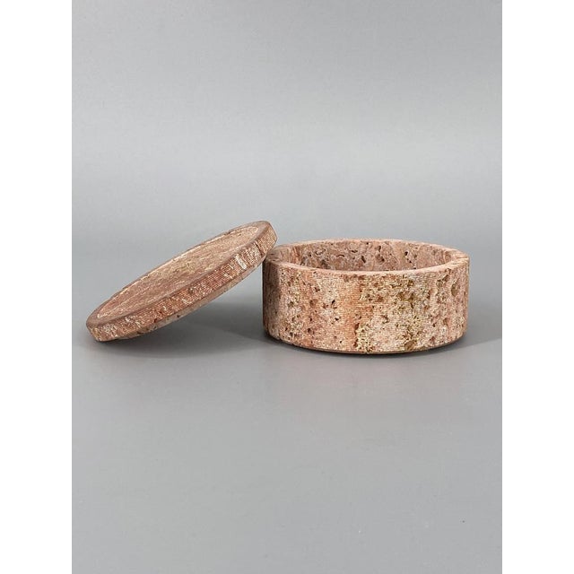 A lidded box * by Up & Up * from Massa-Carrara, Italy * Material: red travertine natural stone * Lidded box / jewelry box...