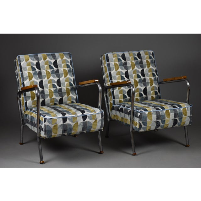 Silver Bauhaus Armchairs, Poland, 1950s, Set of 2 For Sale - Image 8 of 14
