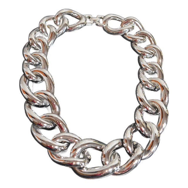 Vintage Givenchy Silver Tone Chunky Chain Necklace For Sale