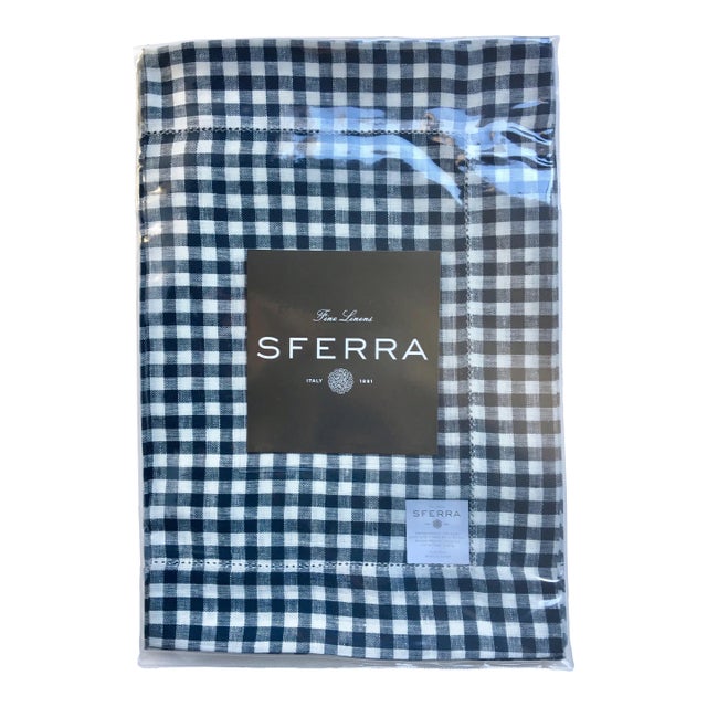 Sferra Navy Check Linen Placemats - Set of 4 For Sale