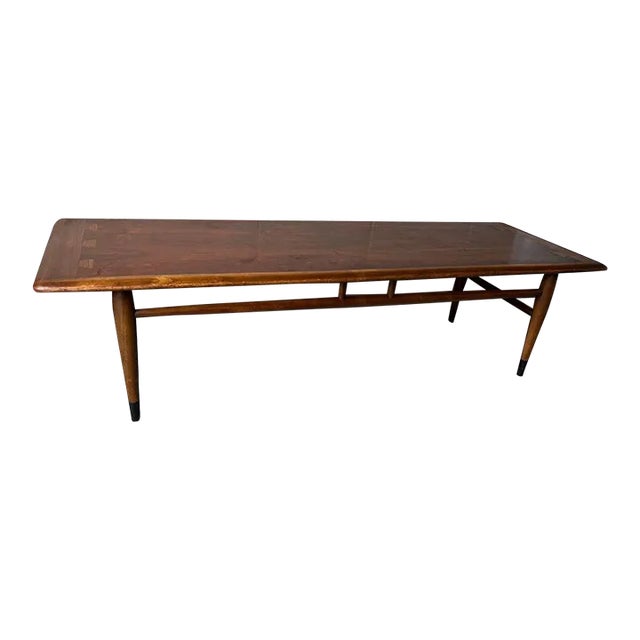 Lane Acclaim Mid Century Walnut Dovetail Rectangular Coffee Table. For Sale