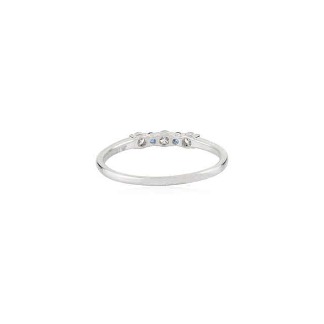 Metal Minimalist Blue Sapphire and Diamond Gold Stacking Ring Size 6.5 For Sale - Image 7 of 13