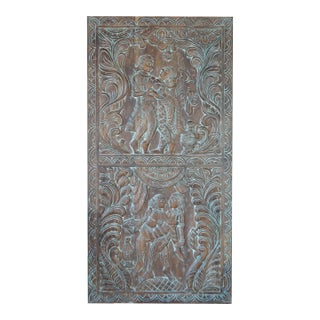 Indian Kama Sutra Carved Artisan-Crafted Door, Kamasutra Wall Sculpture, 72 For Sale