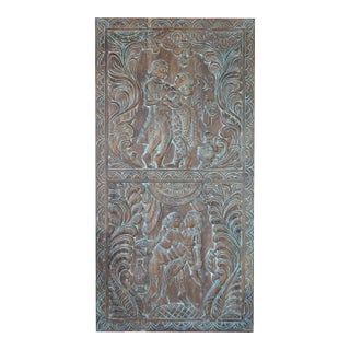 Indian Kama Sutra Carved Artisan-Crafted Door, Kamasutra Wall Sculpture, 72 For Sale