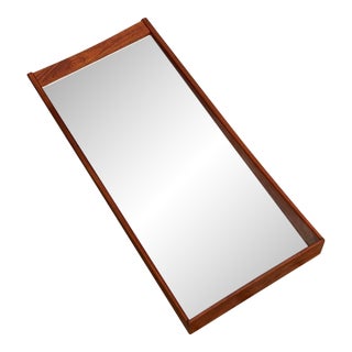 Vintage 1960's Teak Danish Wall Mirror With Shelf For Sale
