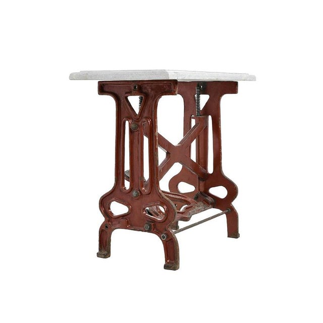 Red Industrial Table with Marble Top For Sale - Image 3 of 8