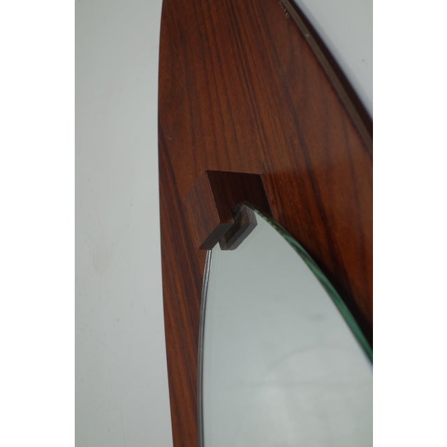 Mid-Century Modern Mid-Century Modern Italian Design Teak Wood Wall Mirror, 1950 For Sale - Image 3 of 9