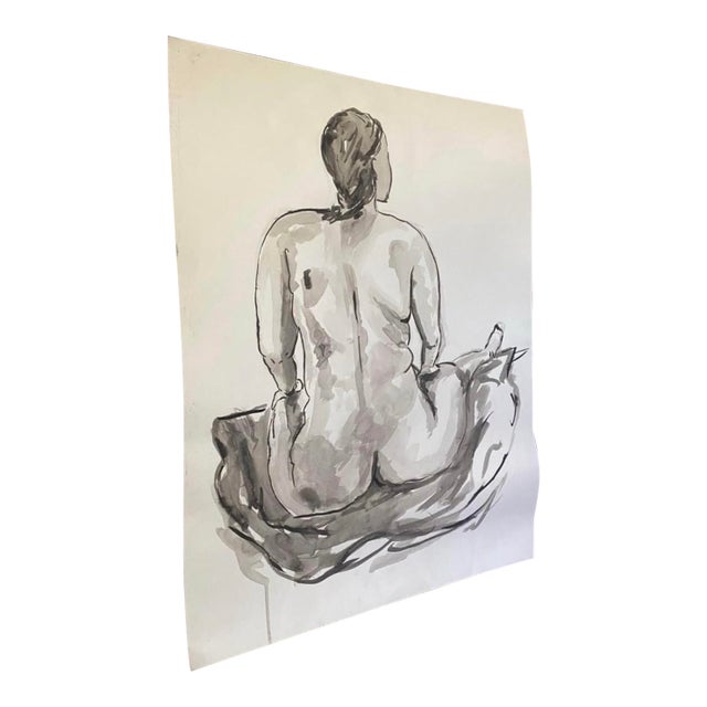 1980s Nude Woman Watercolor Painting For Sale