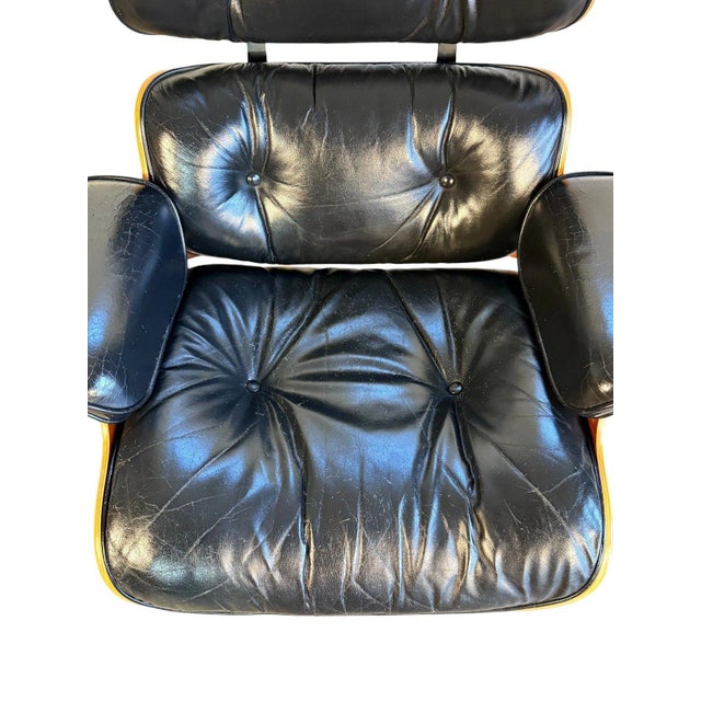 Authentic Herman Miller Eames Lounge Chair in Black Leather For Sale - Image 12 of 16