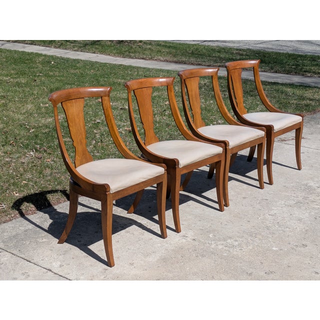 Animal Skin 4 Mid 20th Century Baker Style Dining Chairs Regency Klismos Style For Sale - Image 7 of 10