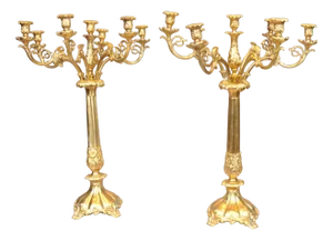 Gilt Classic Candleholders from Paul Storr, Set of 2