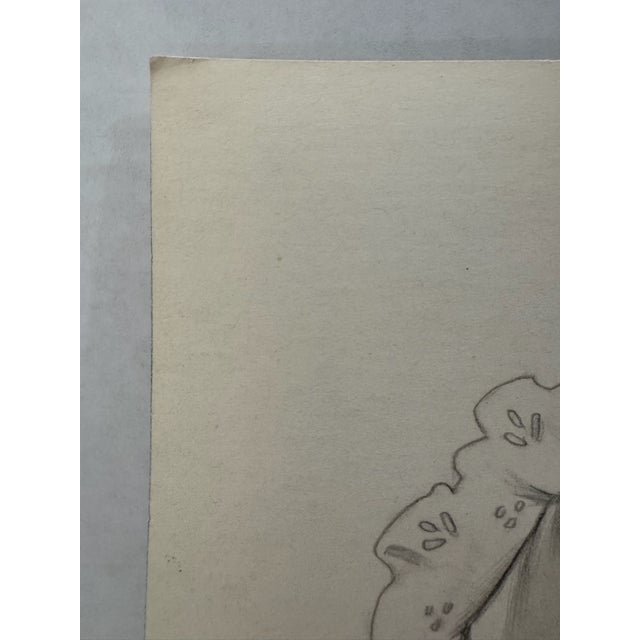 1940s Original Signed Graphite Illustration of Young Child in Bonnet, 11 × 9 In. For Sale - Image 4 of 6