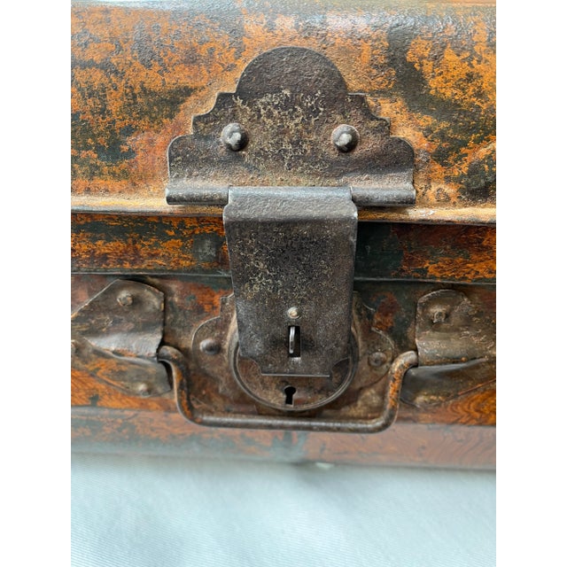 Chest/Trunk/Luggage - Mid 20th Century Vintage Metal Painted Trunk For Sale - Image 11 of 13