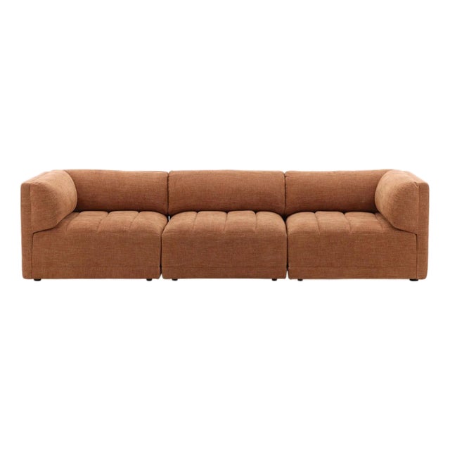 Terra Cotta Upholstered Sofa For Sale