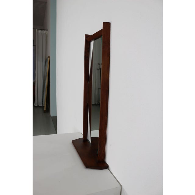 1960s Hexagonal Wall Mirror with Frame and Integrated Shelf in Teak, Italy, 1960s For Sale - Image 5 of 13