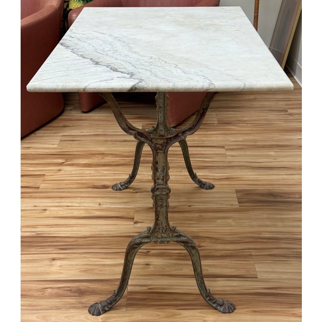 Antique French Style Marble Top Cast Iron Bistro Table For Sale - Image 10 of 16