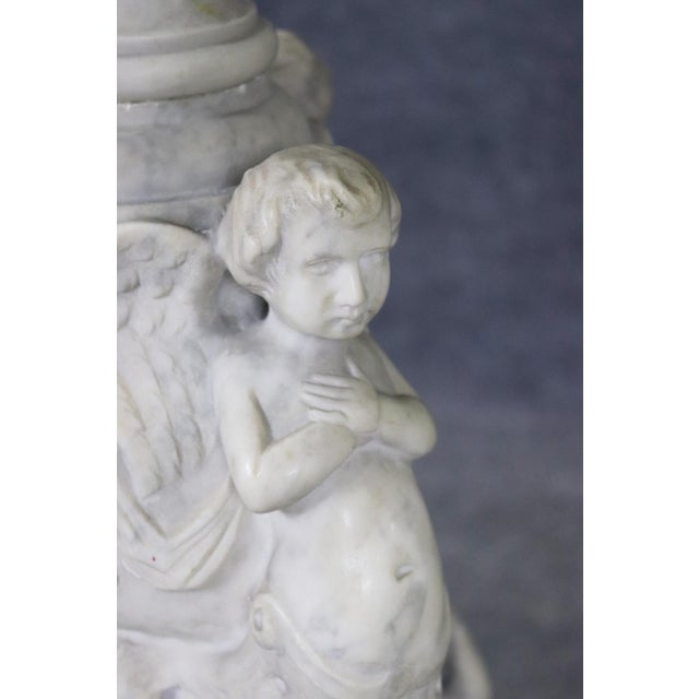 Early 20th Century 20th C Pair White Marble Figural Carved Pedestals Plantstands For Sale - Image 5 of 13