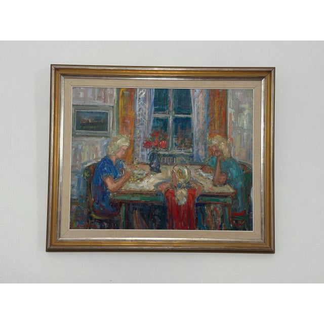 Mid-Century Modern Eric With, Family, 1950s, Oil on Canvas, Framed For Sale - Image 3 of 18