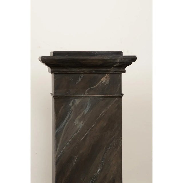 Charcoal Reproduction Faux Marble Pedestals - a Pair For Sale - Image 8 of 9