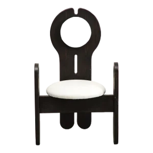 Hungarian Studio White Leather and Wood Side Chair by Szedleczky Design, 1970s