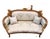 Vintage Cherub Rococo Settee upholstery Aqua Blue Damask Canapa For Sale
