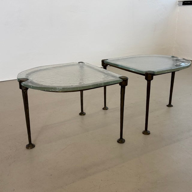 Brutalist Wrought Bronze and Glass Coffee Tables by Lothar Klute, 1980, Set of 2 For Sale - Image 3 of 17