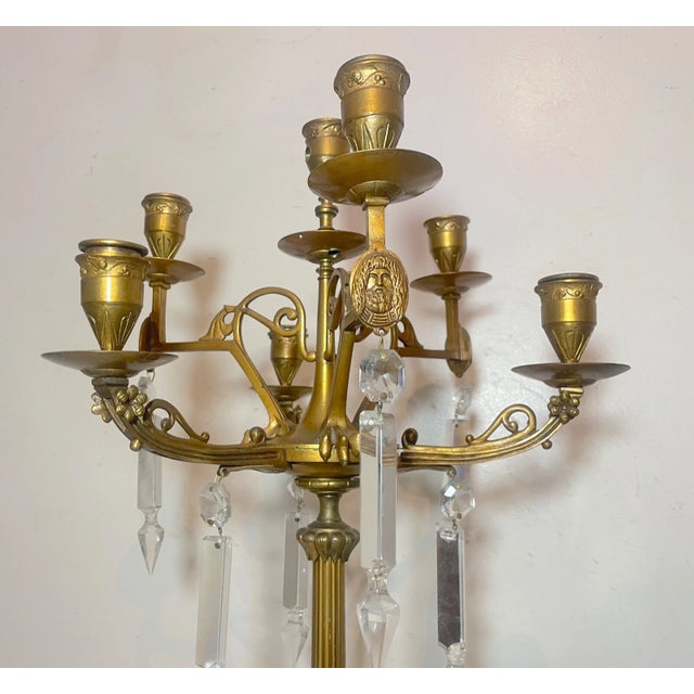 Huge Antique 1800's Patinated Dore Bronze Neoclassical Candelabra Candle Holder For Sale - Image 13 of 16