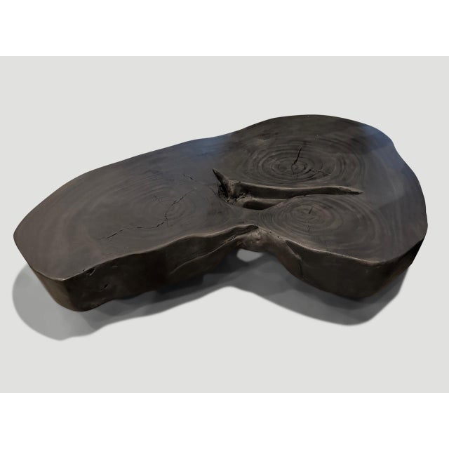 Andrianna Shamaris Impressive Single Slab Suar Wood Charred Coffee Table For Sale - Image 14 of 18