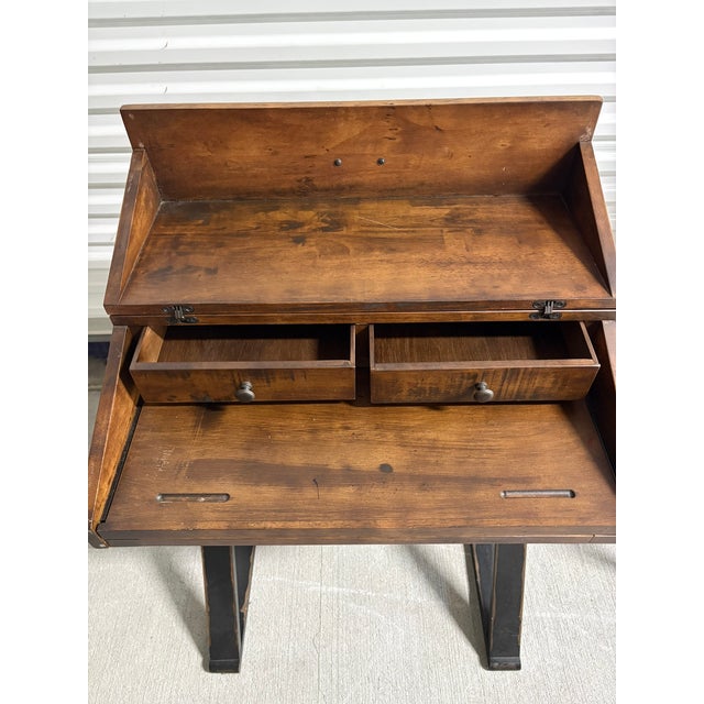 Modern Writing Desk or Secretary Style Desk on Trestle Style Legs, 21st Century For Sale - Image 3 of 9